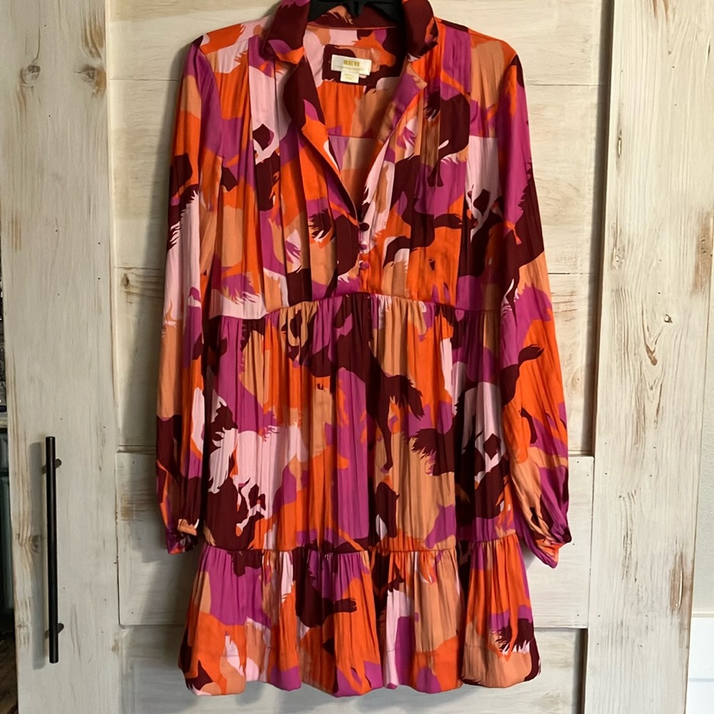 Maeve Tiered Long-Sleeve Dress  Size Small EUC